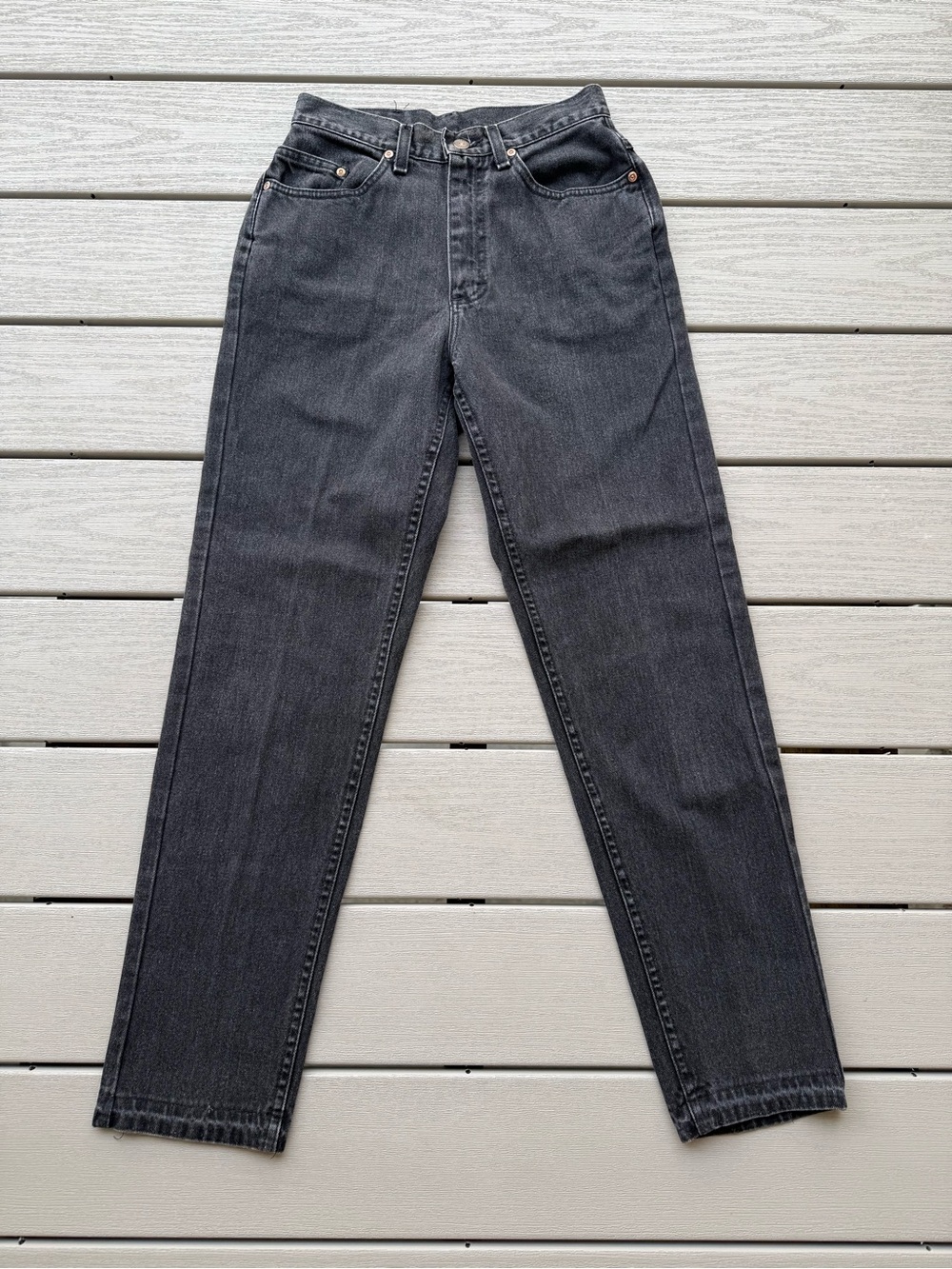 Vintage Lee Black Acid Wash Jeans Size 9 Medium USA Made High High Rise 90s